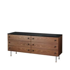 GUBI 62 Dresser ladekast, american walnut, 6 lades< Ladekasten & Ladeblokken