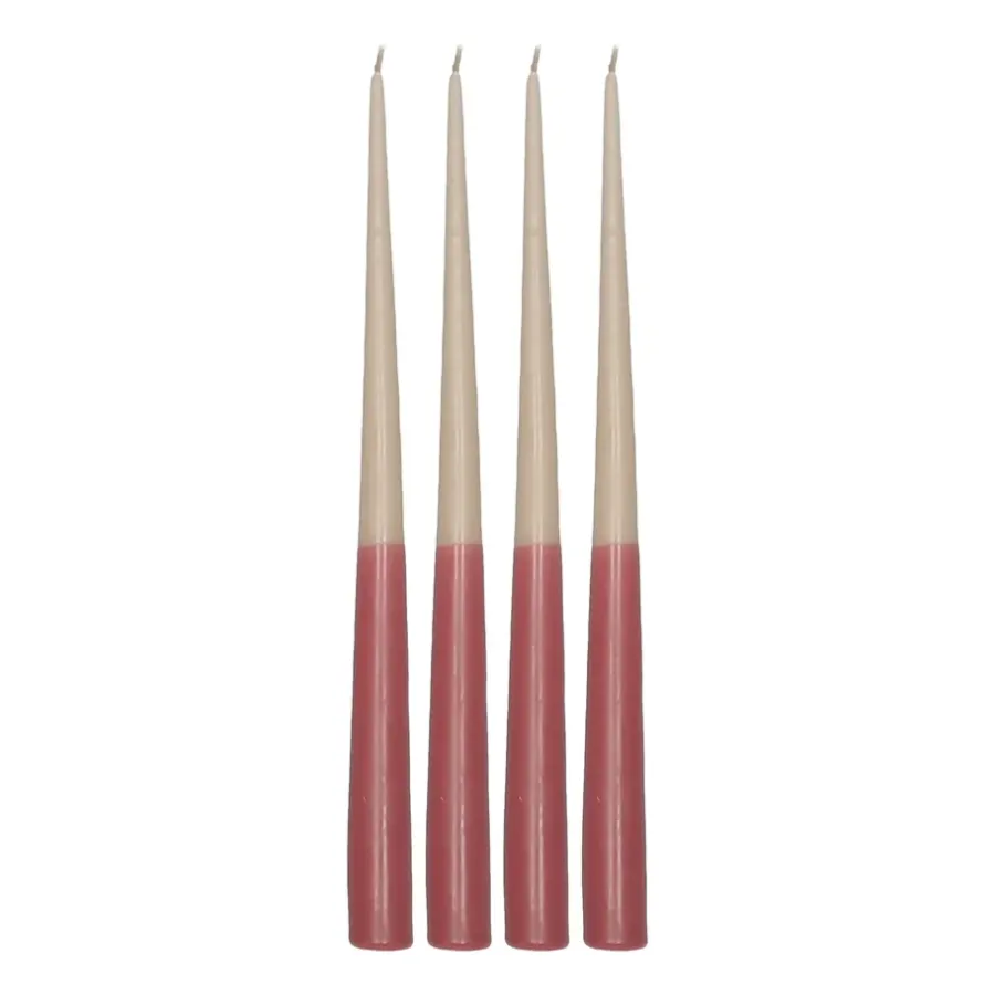 Scandi Essentials Affinity dinerkaars tweekleurig 4-pack 32cm, Beige-red< Kaarsen