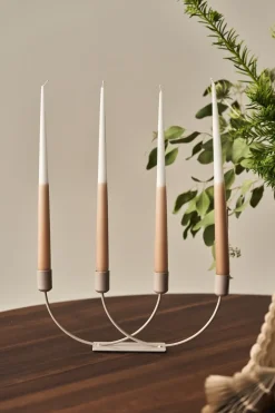 Scandi Essentials Affinity dinerkaars tweekleurig 4-pack 32cm, White-sand< Kaarsen