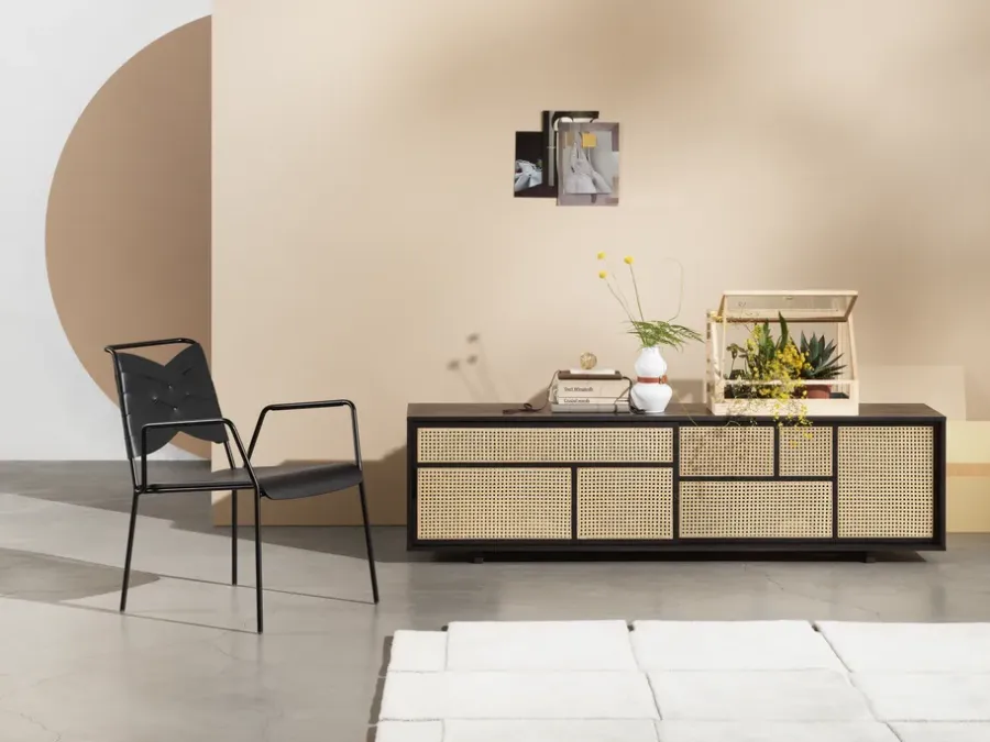 Design House Stockholm Air dressoir low, zwart, rotan< Tv- & Mediameubels|Ladekasten & Dressoirs