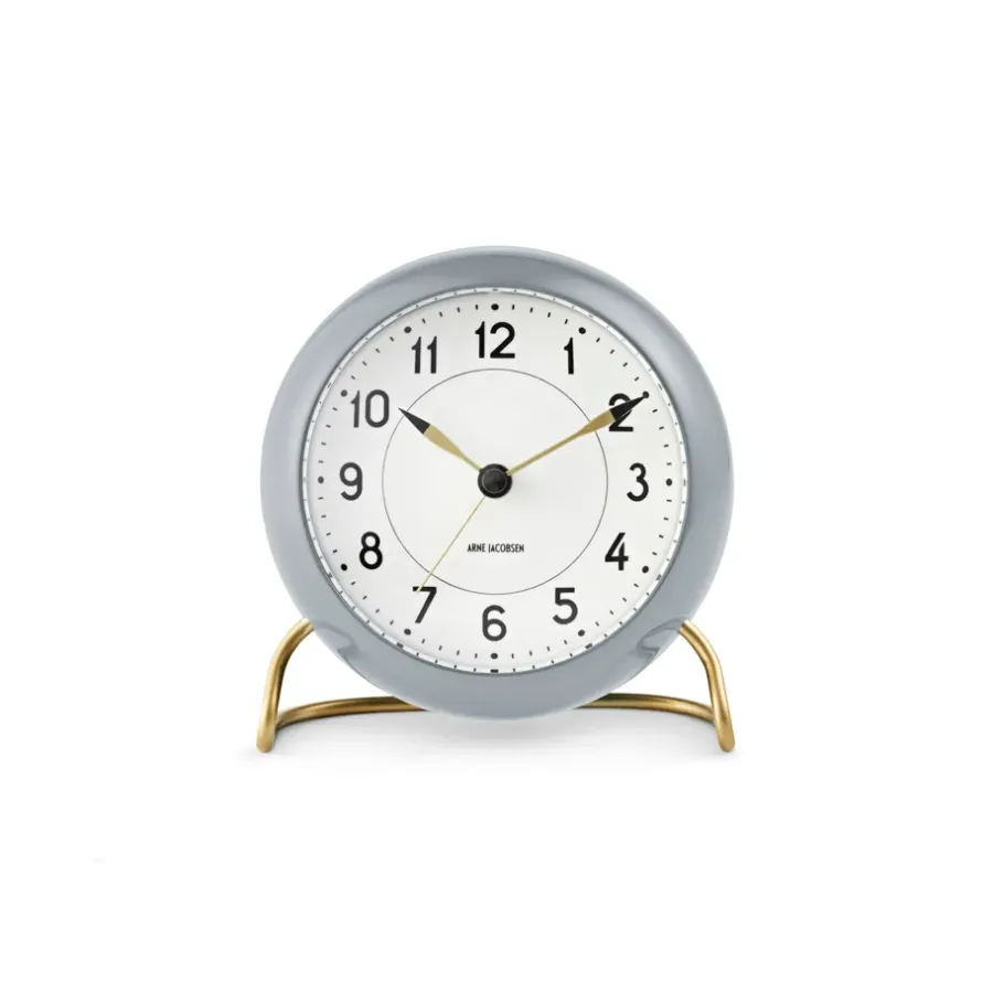 Arne Jacobsen Clocks AJ Station tafelklok 12 cm, grijs-wit< Tafelklokken
