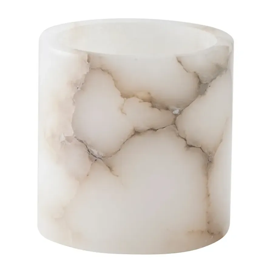 Tell Me More Alabaster sfeerlicht, Wit-beige, S 10 cm< Kaarsenhouders & Kaarsenborden