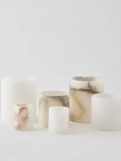 Tell Me More Alabaster sfeerlicht, Wit-beige, S 10 cm< Kaarsenhouders & Kaarsenborden