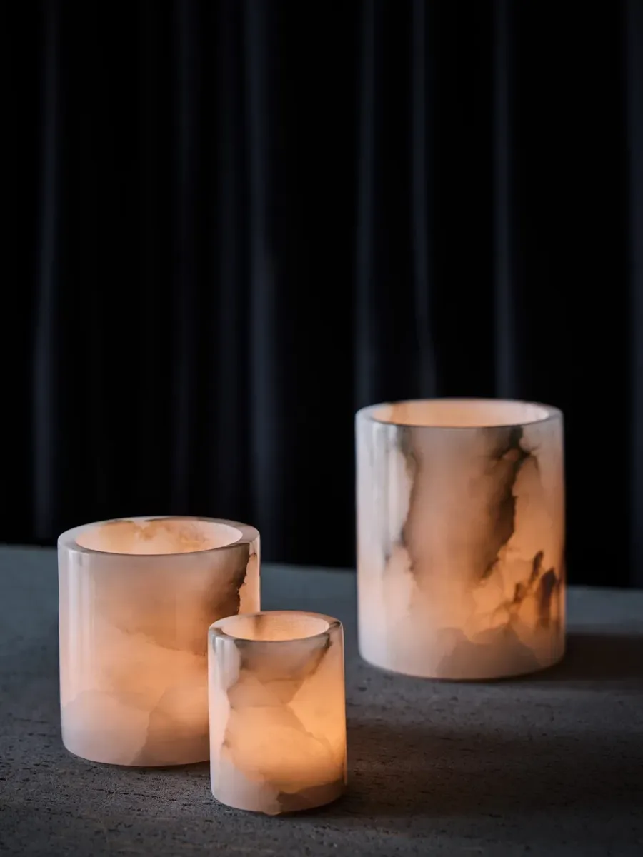 Tell Me More Alabaster sfeerlicht, Wit-beige, S 10 cm< Kaarsenhouders & Kaarsenborden
