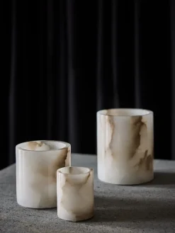Tell Me More Alabaster sfeerlicht, Wit-beige, S 10 cm< Kaarsenhouders & Kaarsenborden