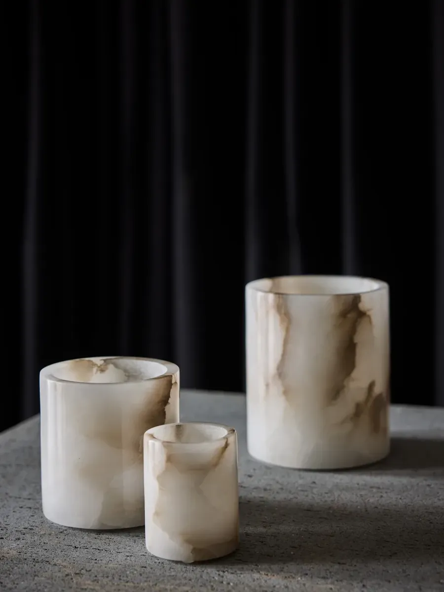 Tell Me More Alabaster sfeerlicht, Wit-beige, S 10 cm< Kaarsenhouders & Kaarsenborden