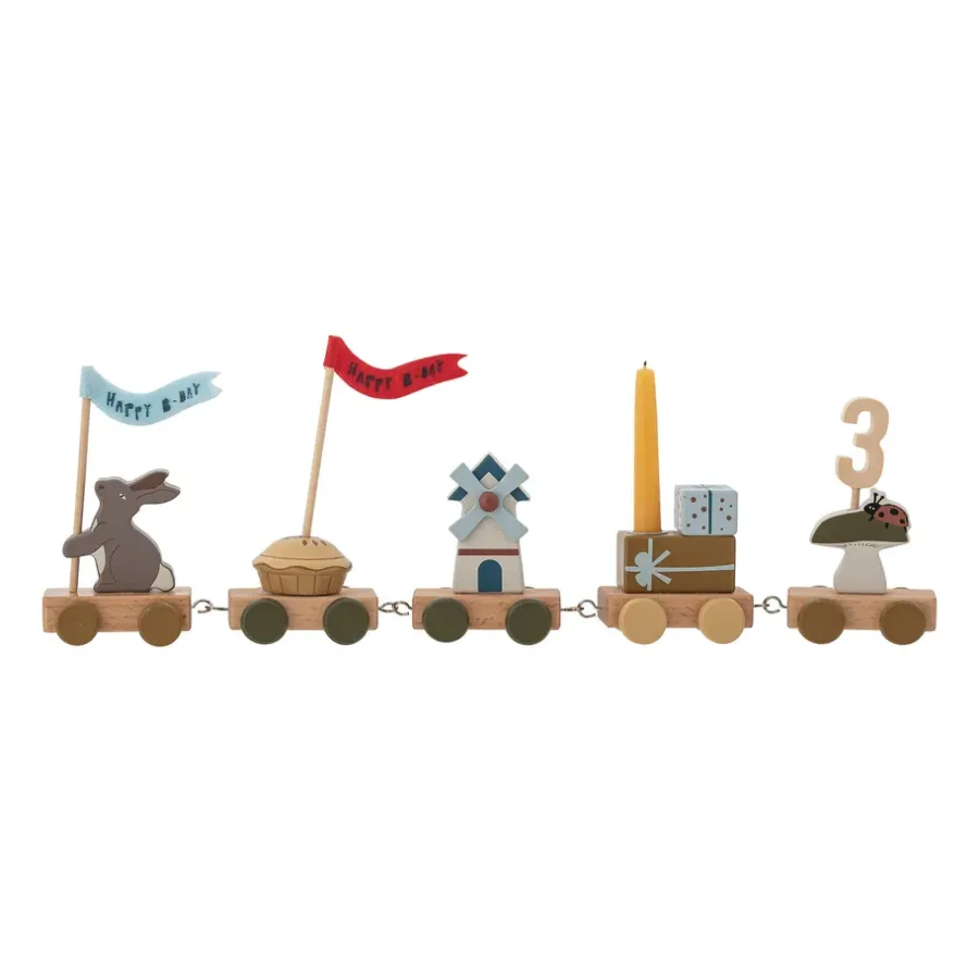 Bloomingville Alfi verjaardagstrein 39 cm, Bruin< Kinderkamer Interieuraccessoires|Kinderkamer Interieuraccessoires