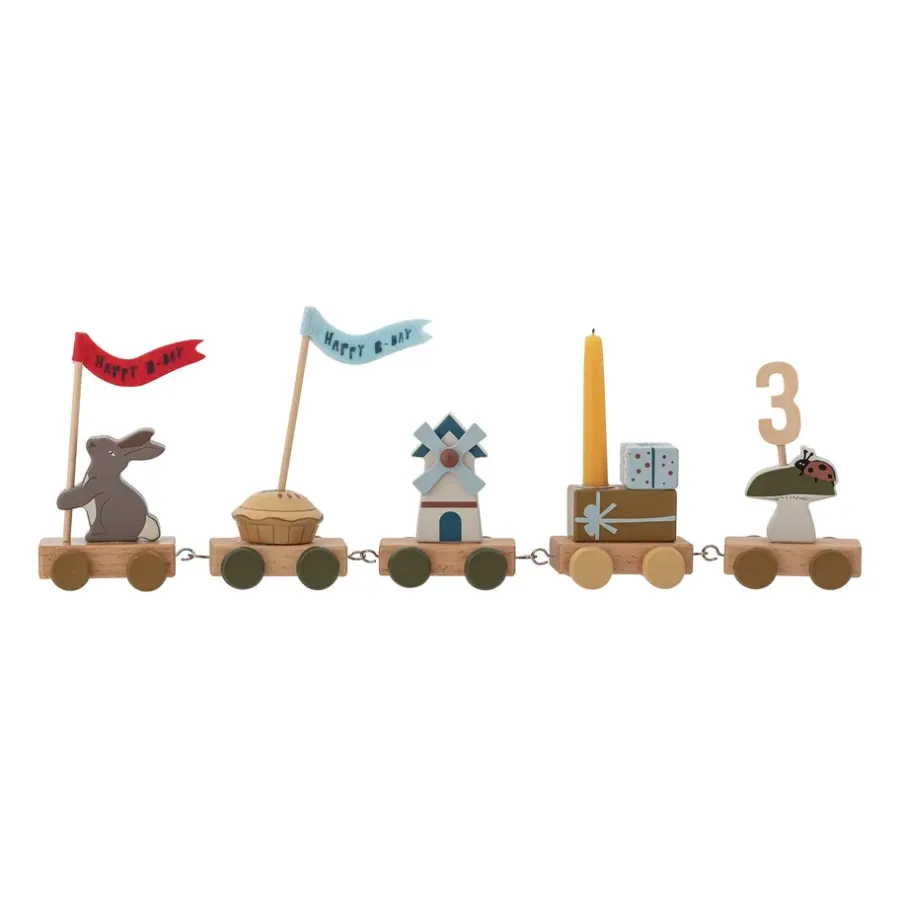 Bloomingville Alfi verjaardagstrein 39 cm, Bruin< Kinderkamer Interieuraccessoires|Kinderkamer Interieuraccessoires