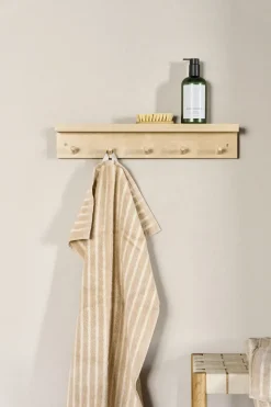 Scandi Living Alley knopplist met plank, Berkenhout< Haken & Hangers