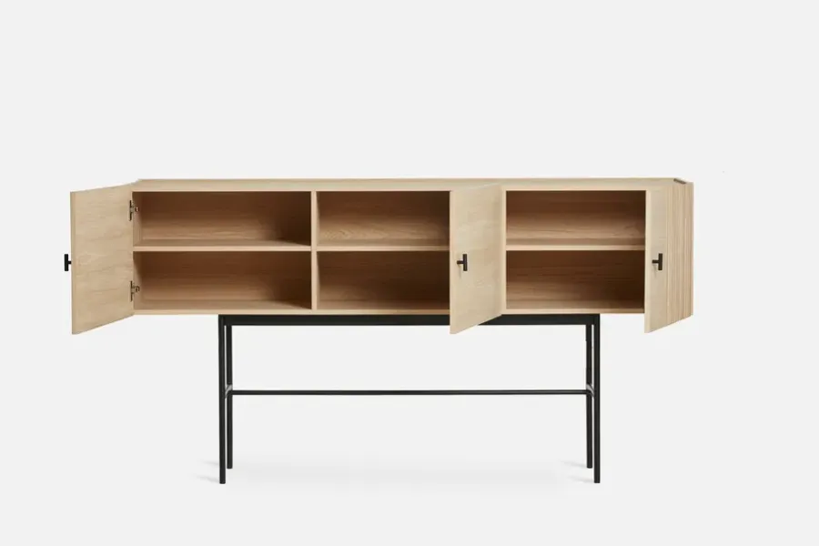 Woud Array bijzettafel, 180 cm, Witgepigmenteerd eikenhout< Ladekasten & Dressoirs