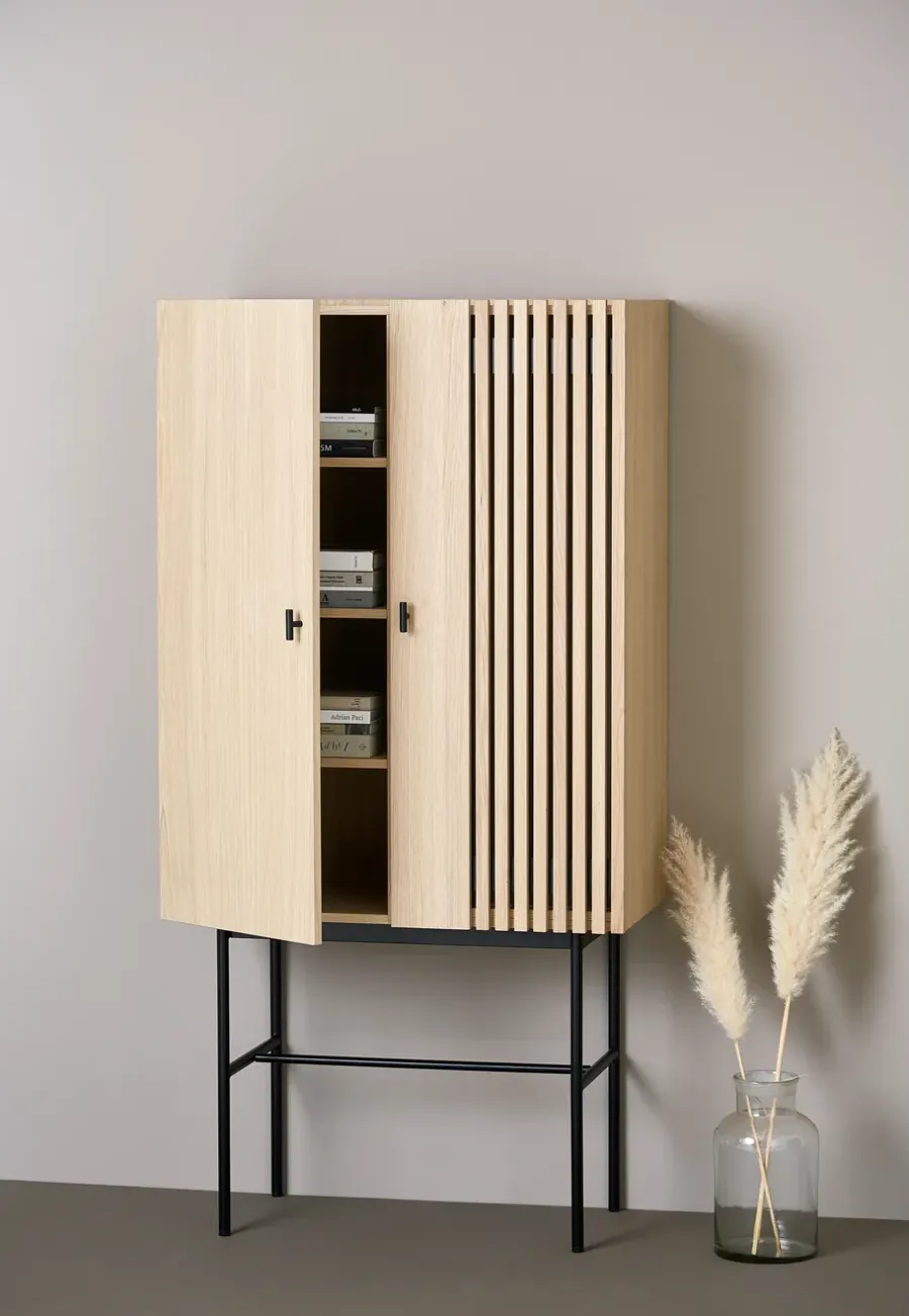 Woud Array kastje, 80 cm, Witgepigmenteerd eikenhout< Kasten & Vitrines