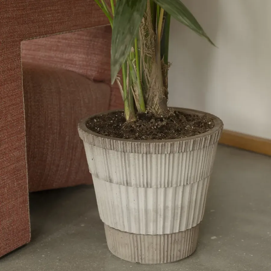 Bergs Potter Atlas raw bloempot met schotel, Grey, Ø25 cm< Bloempotten