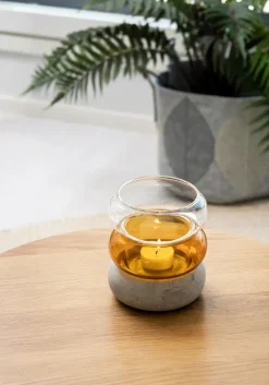 Muurla Bagel vaas/waxinelichtjeshouder 12 cm, Amber< Vazen