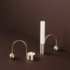 Ferm Living Balance kandelaar messing, kaars< Kandelaars