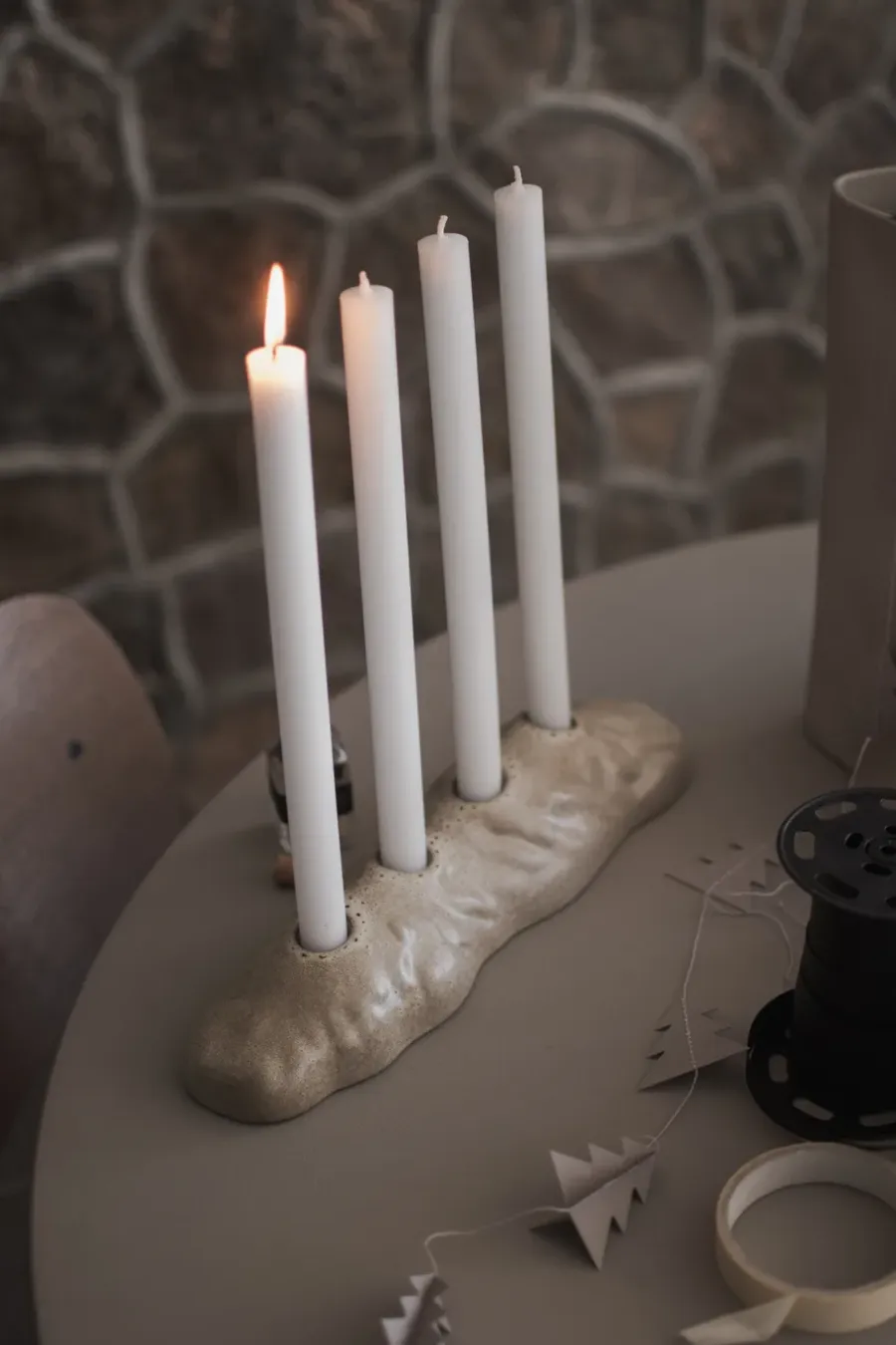DBKD Base adventskandelaar, Beige< Adventskandelaars & -Kaarsen