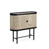 Warm Nordic Be My Guest drankkast, rotan, witgeolied eikenhout, zwart stalen onderstel< Kasten & Vitrines