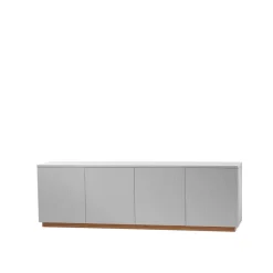 A2 Beam sideboard, lichtgrijs, sokkel van geolied eikenhout< Tv- & Mediameubels|Ladekasten & Dressoirs