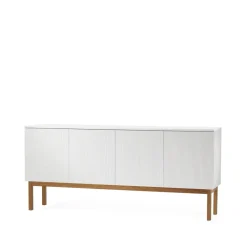 A2 Beam sideboard, witte lak, onderstel van geolied eikenhout< Ladekasten & Dressoirs