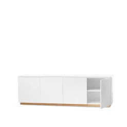 A2 Beam sideboard, witte lak, sokkel van geolied eikenhout< Tv- & Mediameubels|Ladekasten & Dressoirs