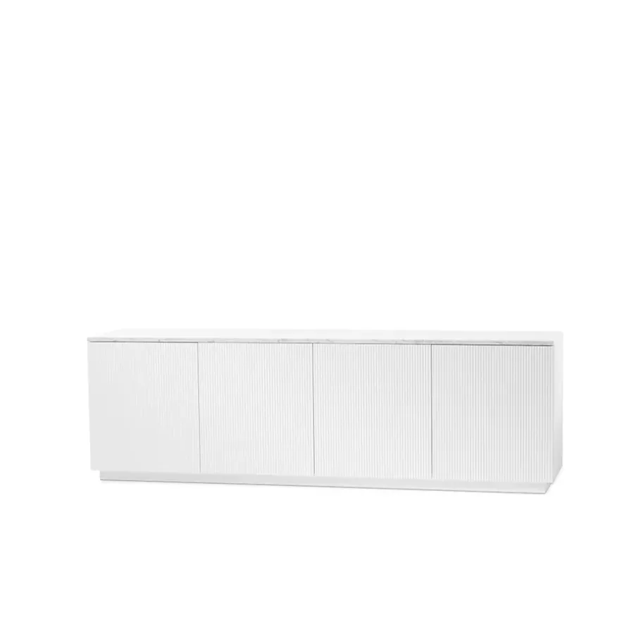 A2 Beam sideboard, witte lak, witte sokkel, blad van carrara marmer< Tv- & Mediameubels|Ladekasten & Dressoirs