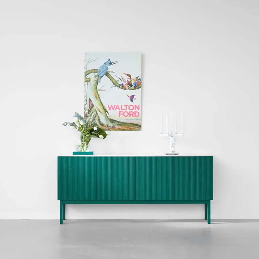 A2 Beam sideboard, witte lak, witte sokkel, blad van carrara marmer< Tv- & Mediameubels|Ladekasten & Dressoirs