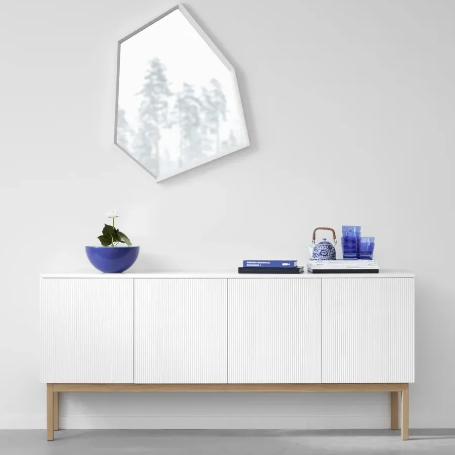 A2 Beam sideboard, witte lak, witte sokkel, blad van carrara marmer< Tv- & Mediameubels|Ladekasten & Dressoirs