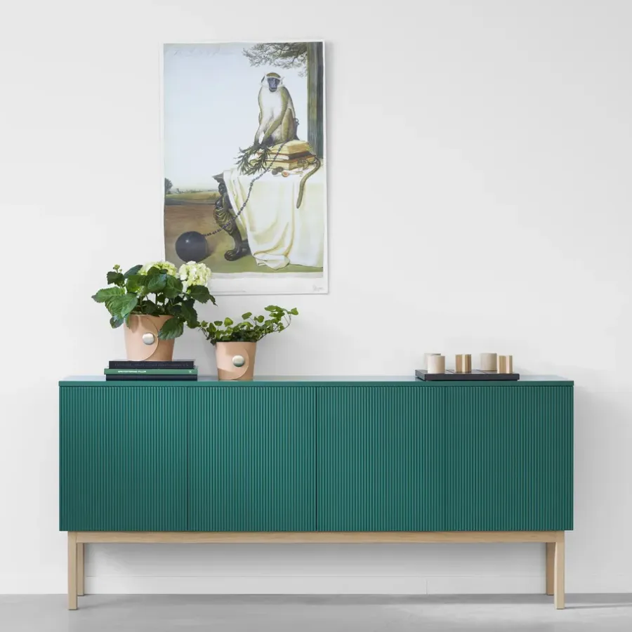 A2 Beam sideboard, witte lak, witte sokkel, blad van carrara marmer< Tv- & Mediameubels|Ladekasten & Dressoirs