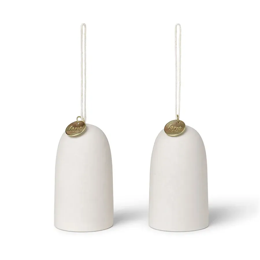 Ferm Living Bell kersthanger bel Ø4 cm 2-pack , Off-white< Kerstdecoraties