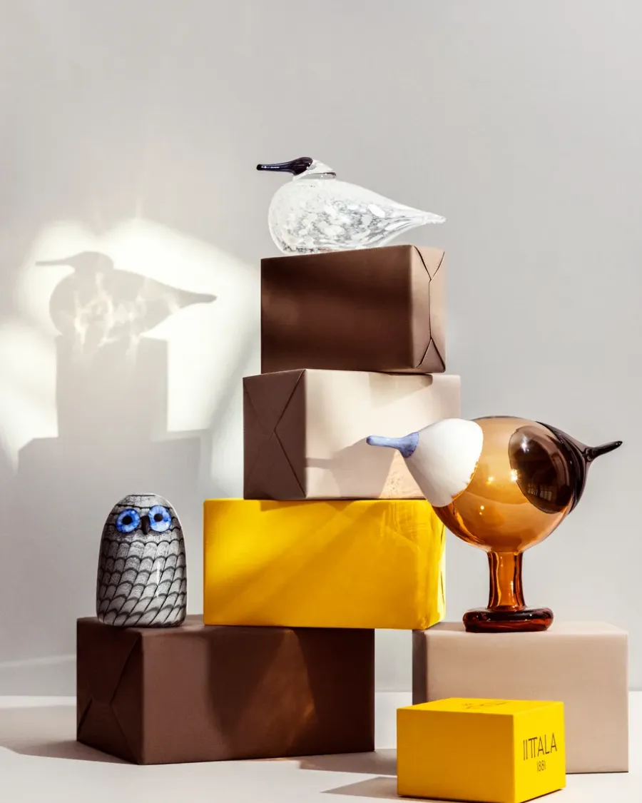 Iittala Birds by Toikka kleine uil, Grijs< Glaskunst