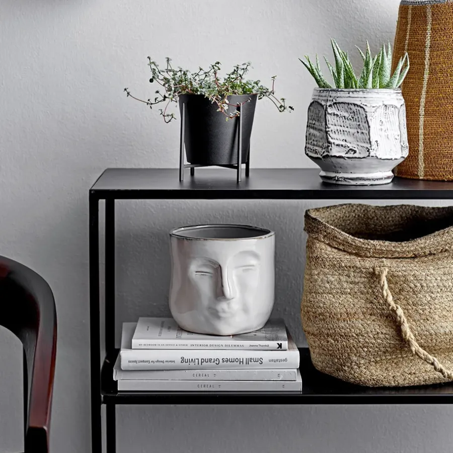Bloomingville pot met gezicht 16,5x18 cm, Wit< Bloempotten