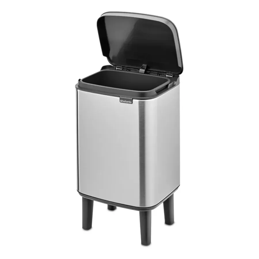 Brabantia Bo afvalemmer hoog 4 l, Matgeborsteld staal< Pedaalemmers