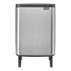 Brabantia Bo afvalemmer hoog 12 l, Matgeborsteld staal< Pedaalemmers