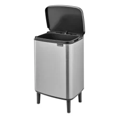 Brabantia Bo afvalemmer hoog 12 l, Matgeborsteld staal< Pedaalemmers