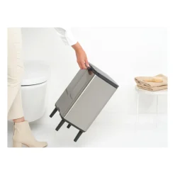 Brabantia Bo afvalemmer hoog 12 l, Matgeborsteld staal< Pedaalemmers