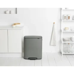 Brabantia Bo bin pedaalemmer 2x30 L, Mineral concrete grey< Pedaalemmers