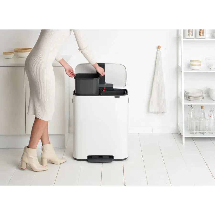 Brabantia Bo bin pedaalemmer 2x30 L, White< Pedaalemmers