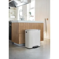 Brabantia Bo bin pedaalemmer 2x30 L, White< Pedaalemmers