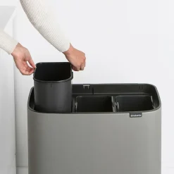 Brabantia Bo touch bin 3 x 11 liter, Mineral concrete grey< Pedaalemmers