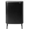 Brabantia Bo touch bin high 2x30 L, Mat zwart< Prullenbakken