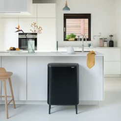 Brabantia Bo touch bin high 2x30 L, Mat zwart< Prullenbakken