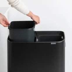 Brabantia Bo touch bin high 2x30 L, Mat zwart< Prullenbakken