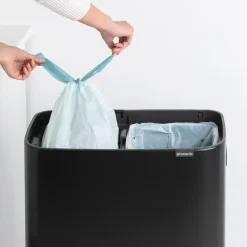 Brabantia Bo touch bin high 2x30 L, Mat zwart< Prullenbakken