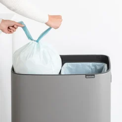 Brabantia Bo touch bin high 2x30 L, Mineral concrete grey< Prullenbakken