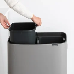 Brabantia Bo touch bin high 2x30 L, Mineral concrete grey< Prullenbakken