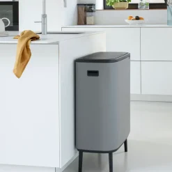 Brabantia Bo touch bin high 2x30 L, Mineral concrete grey< Prullenbakken