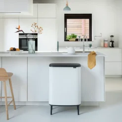 Brabantia Bo touch bin high 2x30 L, Wit< Prullenbakken