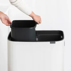 Brabantia Bo touch bin high 2x30 L, Wit< Prullenbakken
