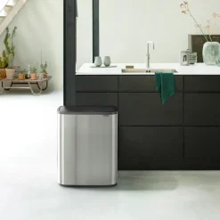 Brabantia Bo touch bin 2x30 L, Mat-geborsteld staal< Prullenbakken