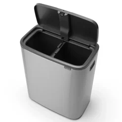 Brabantia Bo touch bin 2x30 L, Mat-geborsteld staal< Prullenbakken