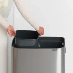 Brabantia Bo touch bin 2x30 L, Mat-geborsteld staal< Prullenbakken